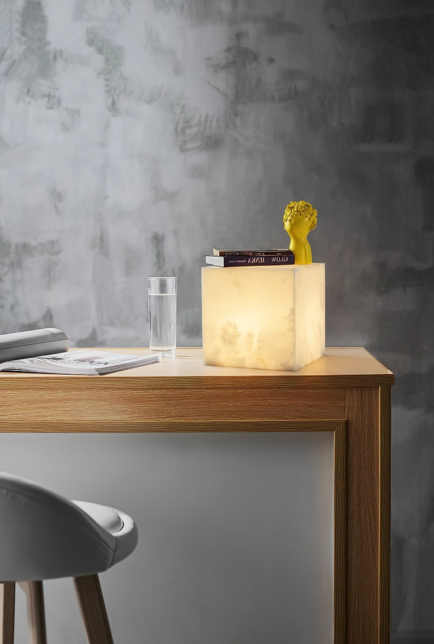 Alabaster Cubic Table Lamp - Lamp Copper