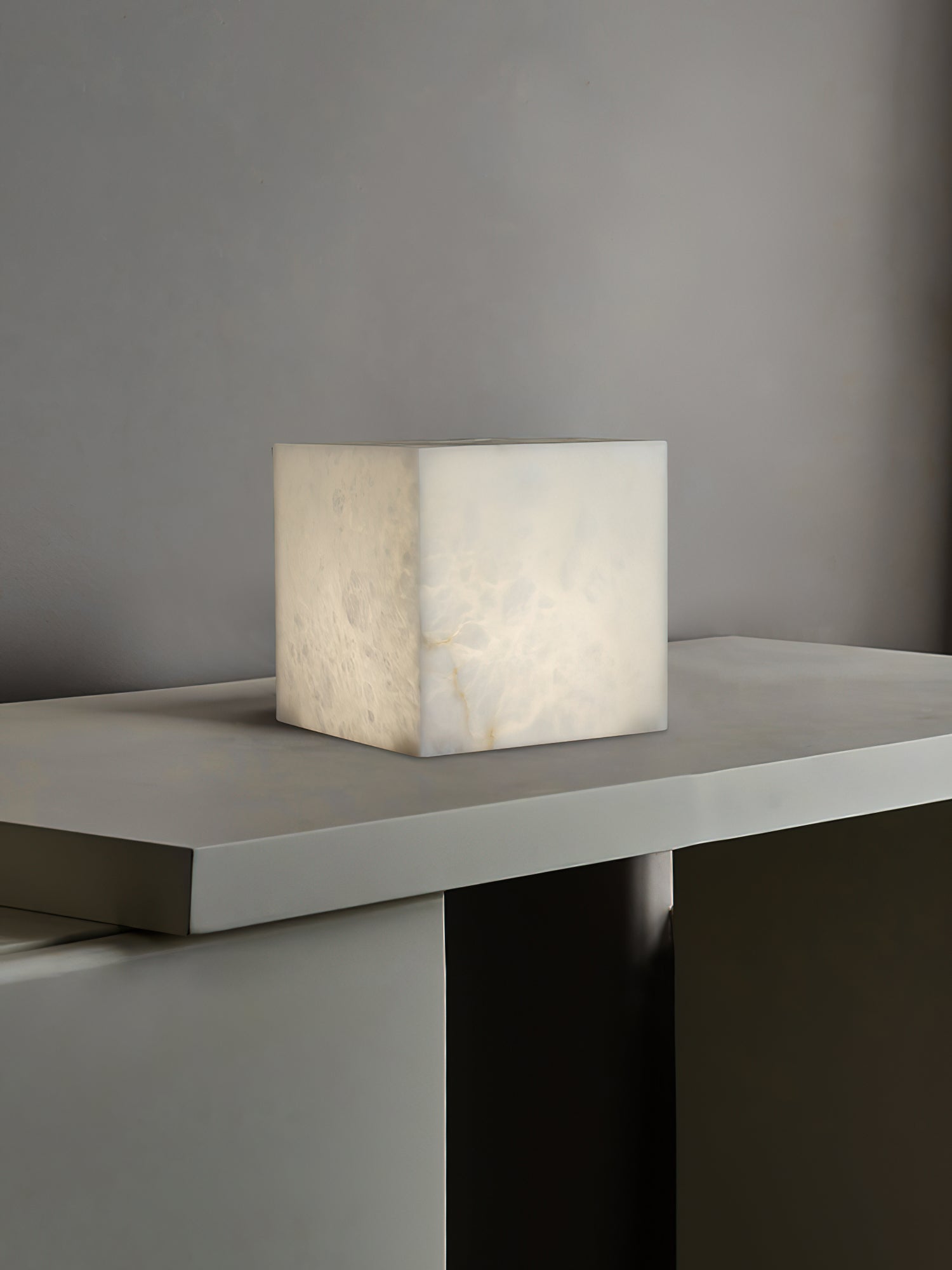 Alabaster Cubic Table Lamp - Lamp Copper