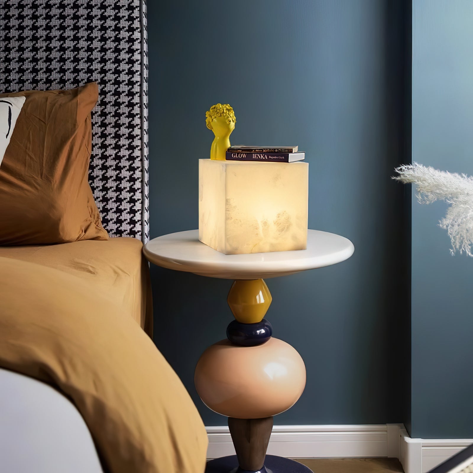 Alabaster Cubic Table Lamp - Lamp Copper