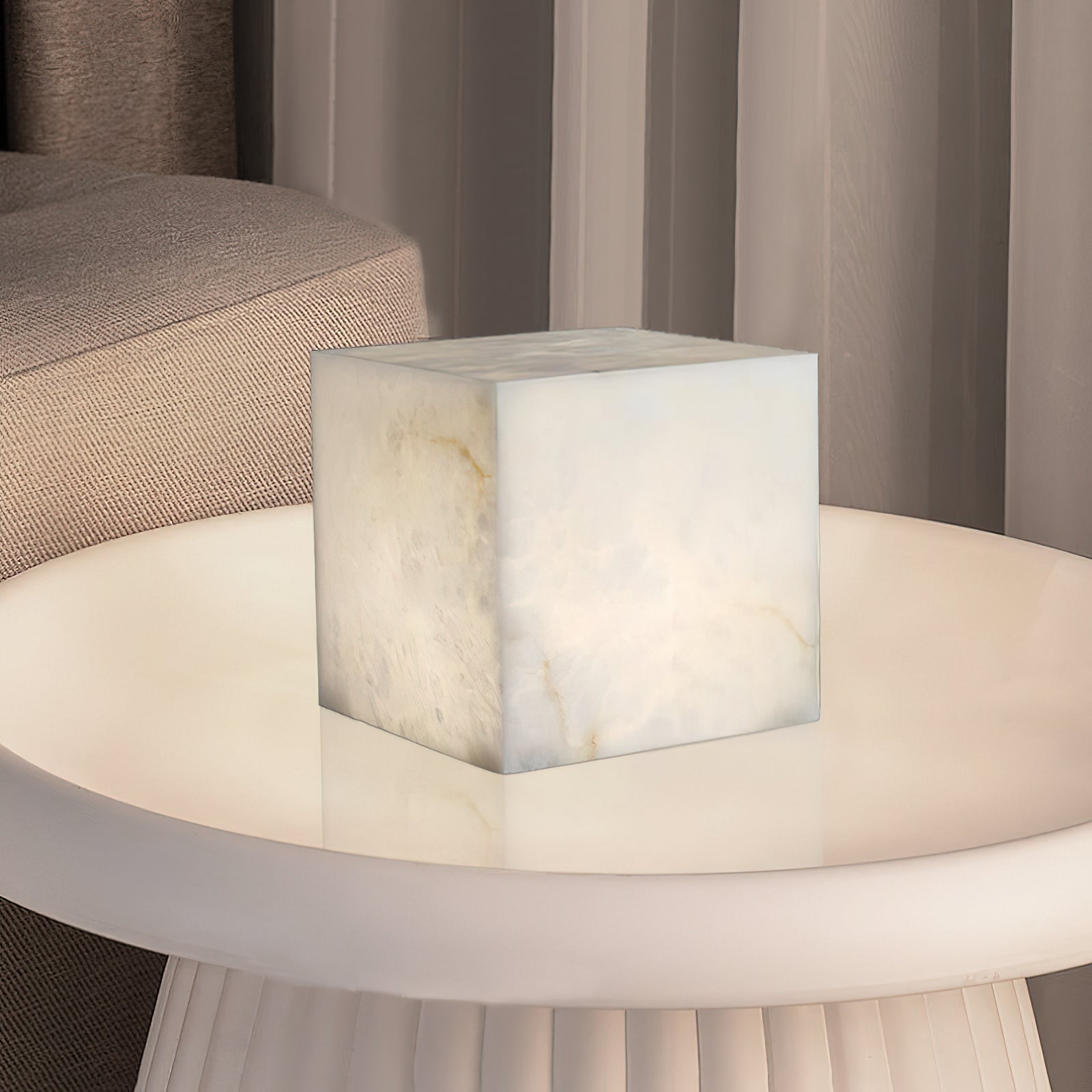 Alabaster Cubic Table Lamp - Lamp Copper