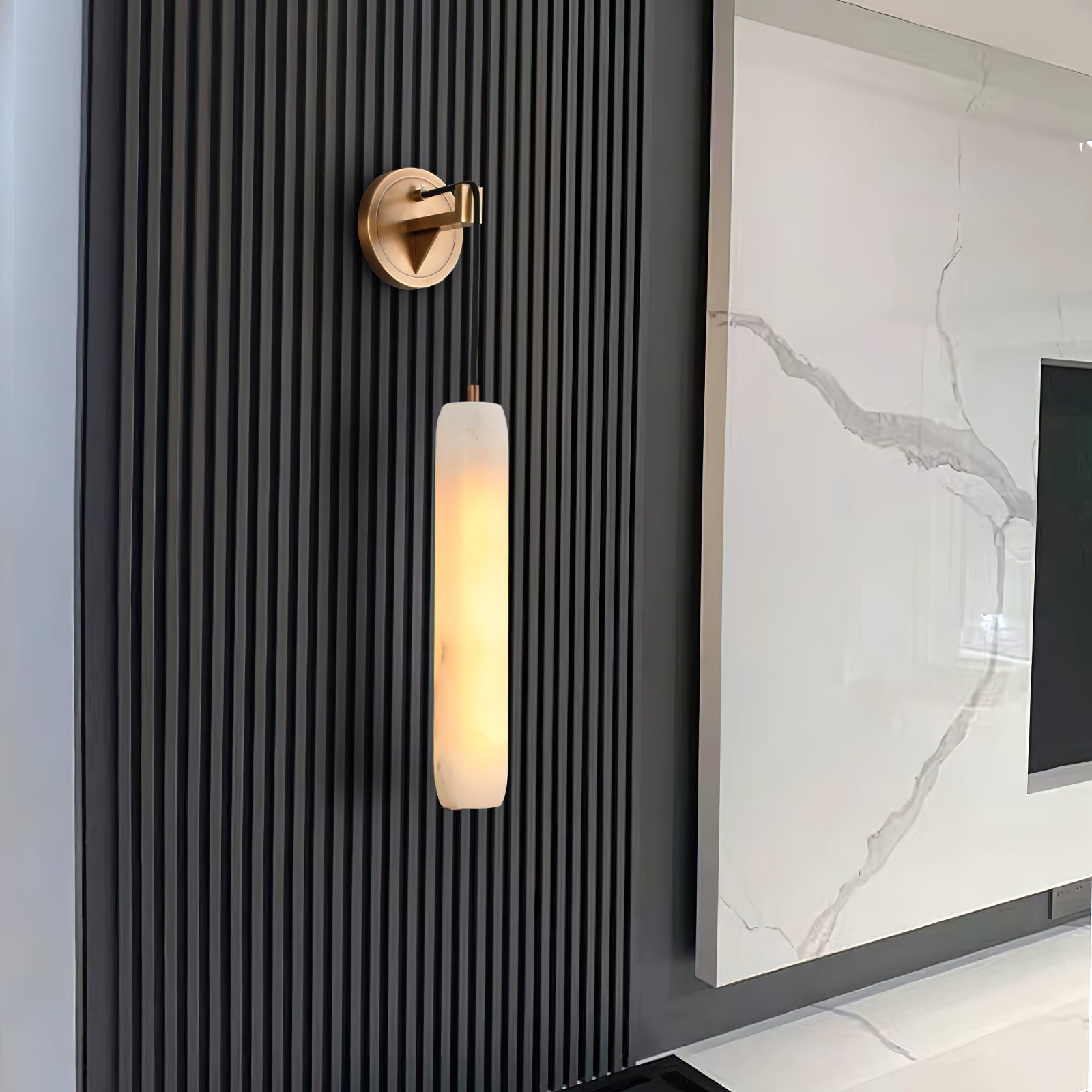 Alabaster Individual Creativity Flute Metal Wall Lamp - Lamp Copper