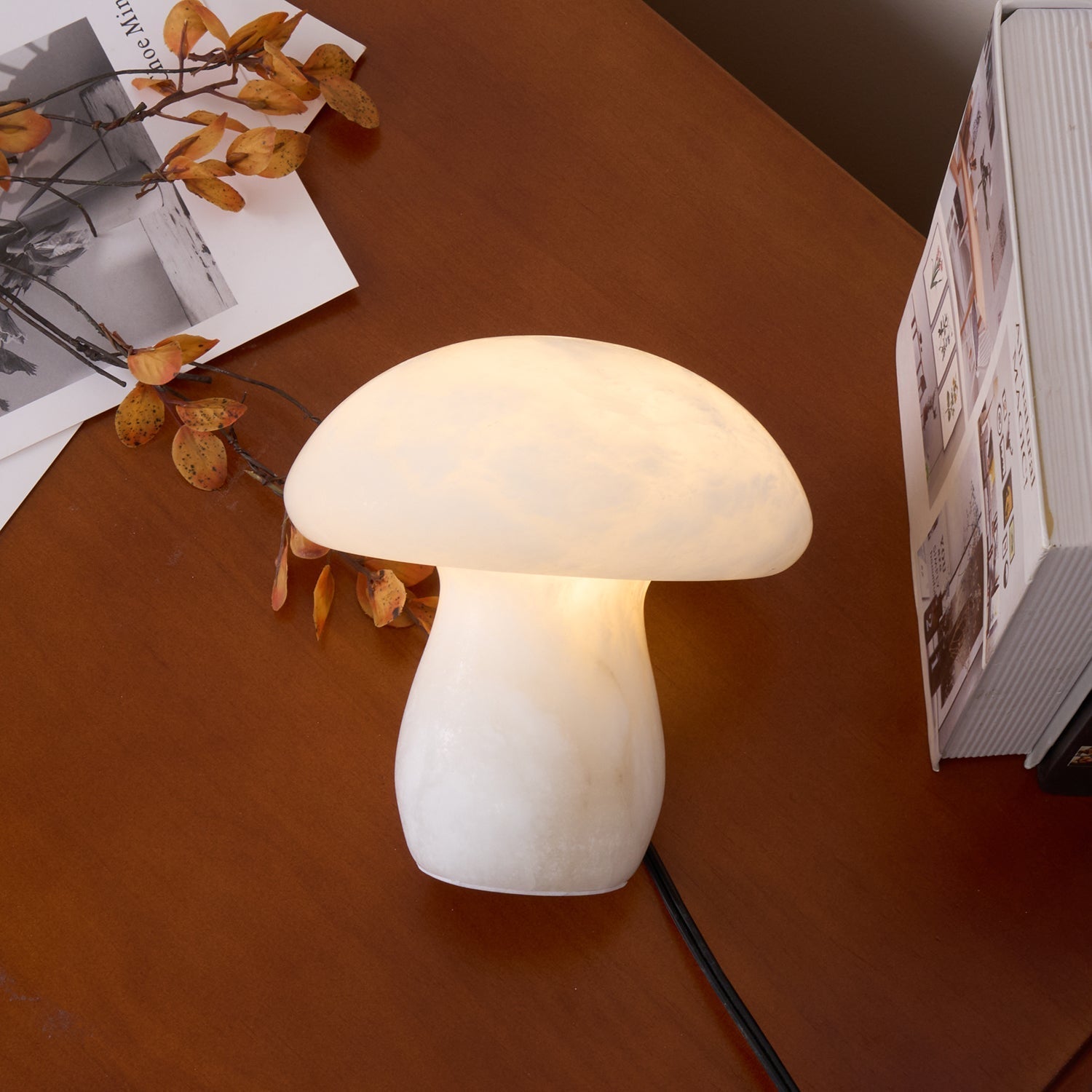 Alabaster Mushroom Table Lamp - Lamp Copper