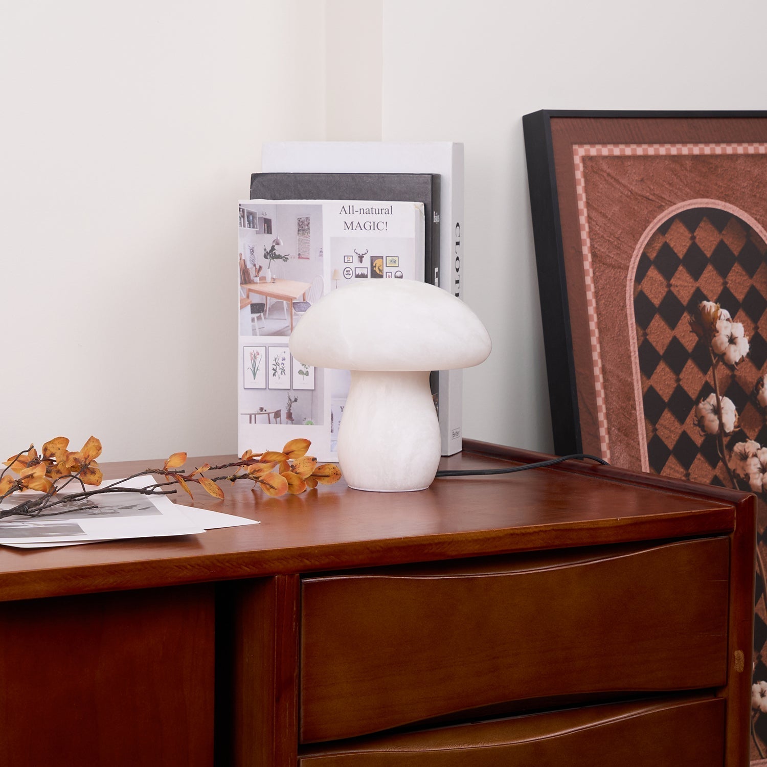 Alabaster Mushroom Table Lamp - Lamp Copper