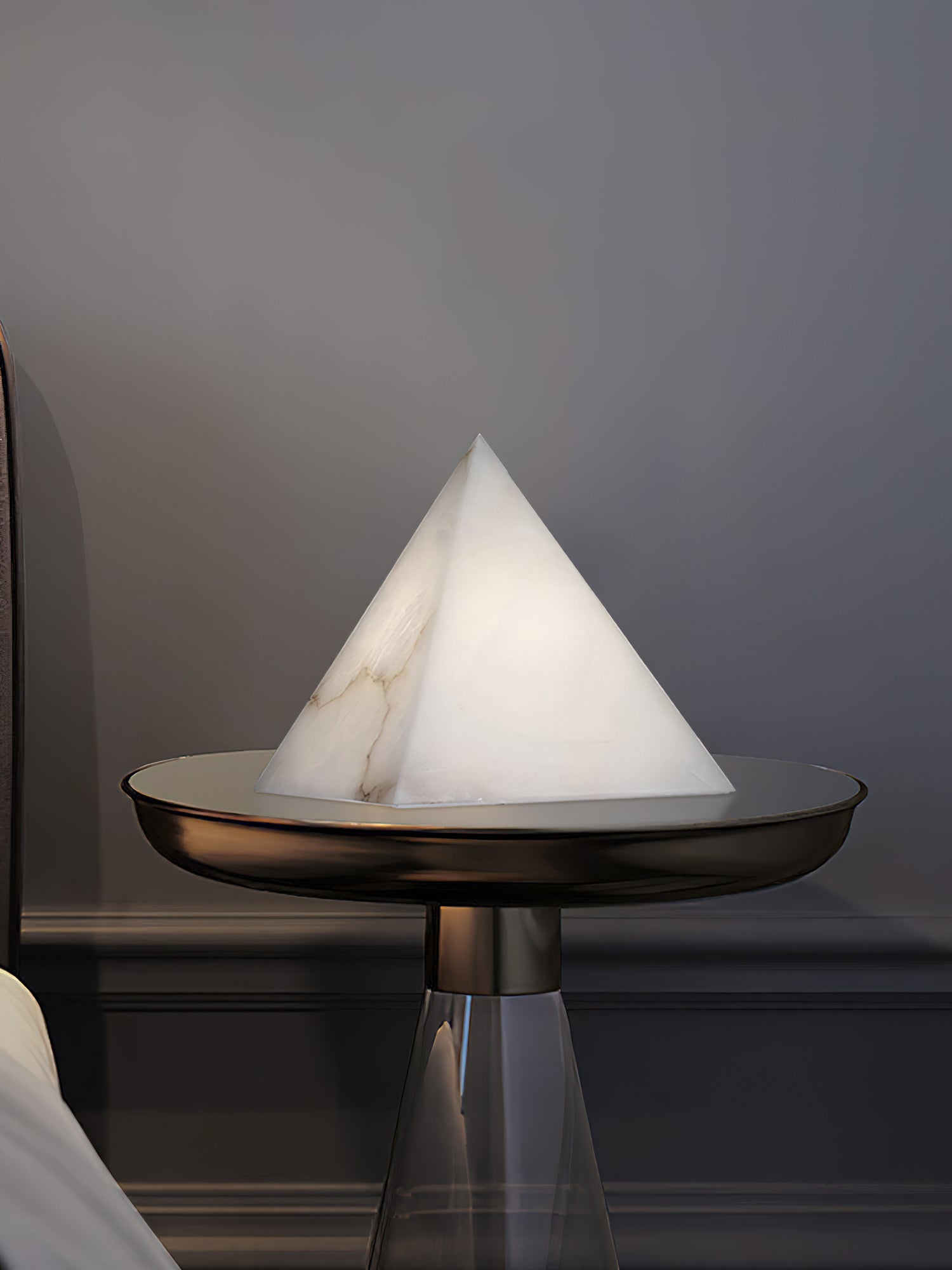 Alabaster Pyramid Table Lamp - Lamp Copper