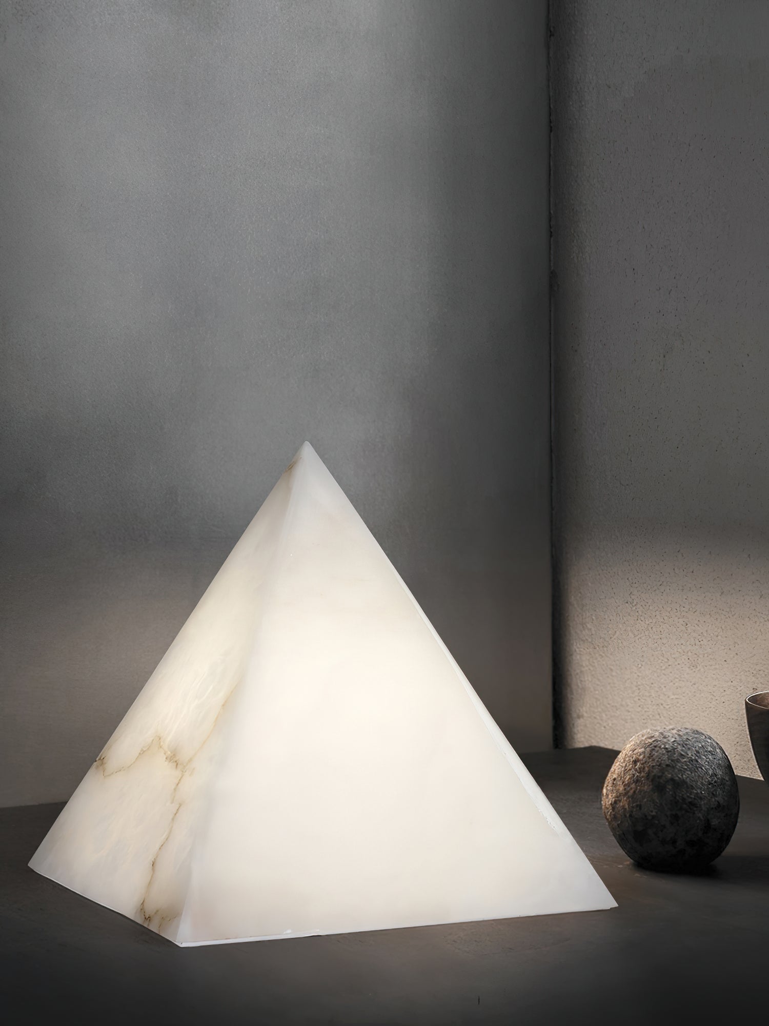 Alabaster Pyramid Table Lamp - Lamp Copper