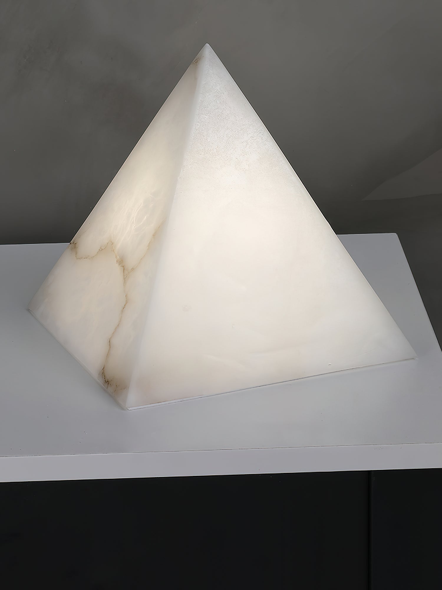 Alabaster Pyramid Table Lamp - Lamp Copper