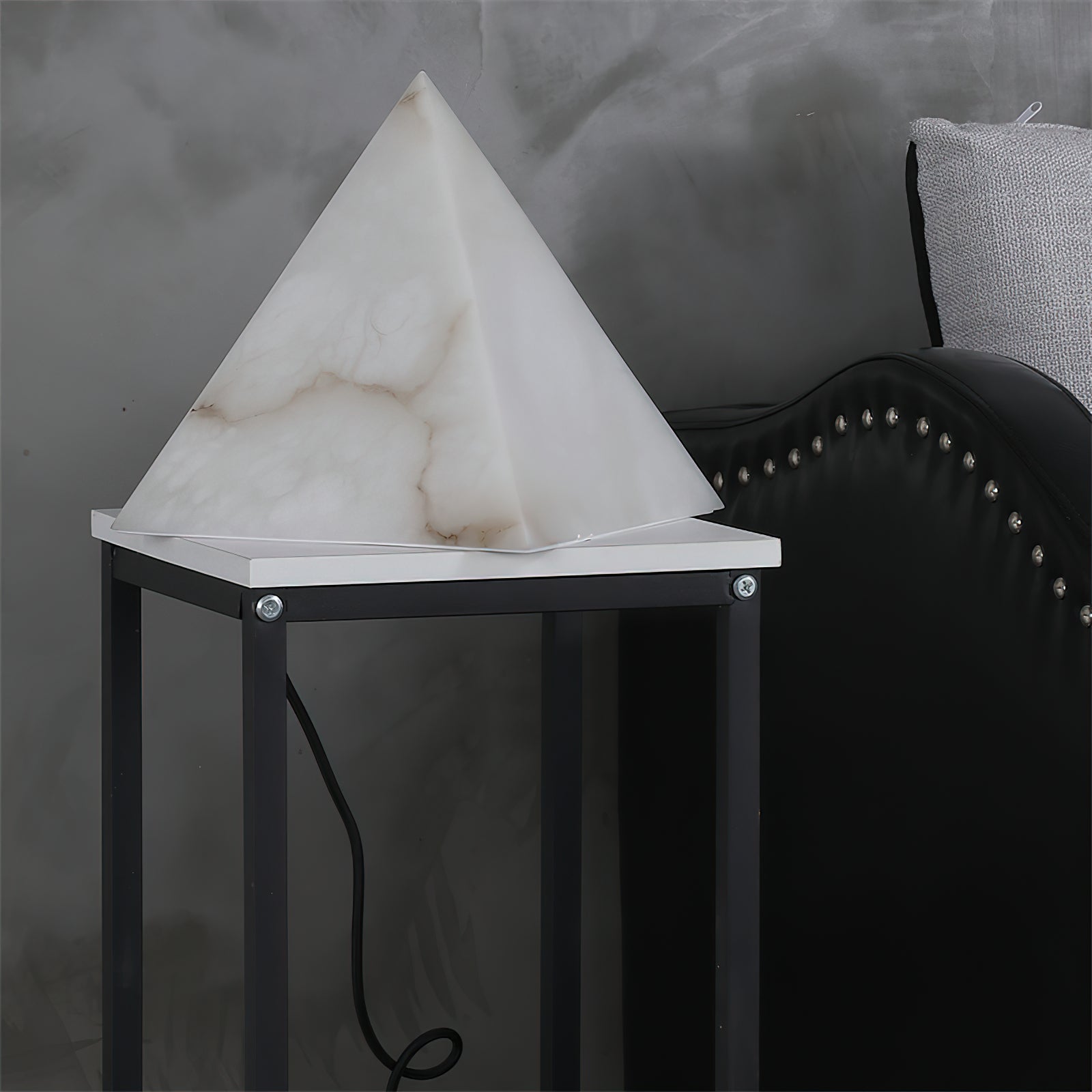 Alabaster Pyramid Table Lamp - Lamp Copper