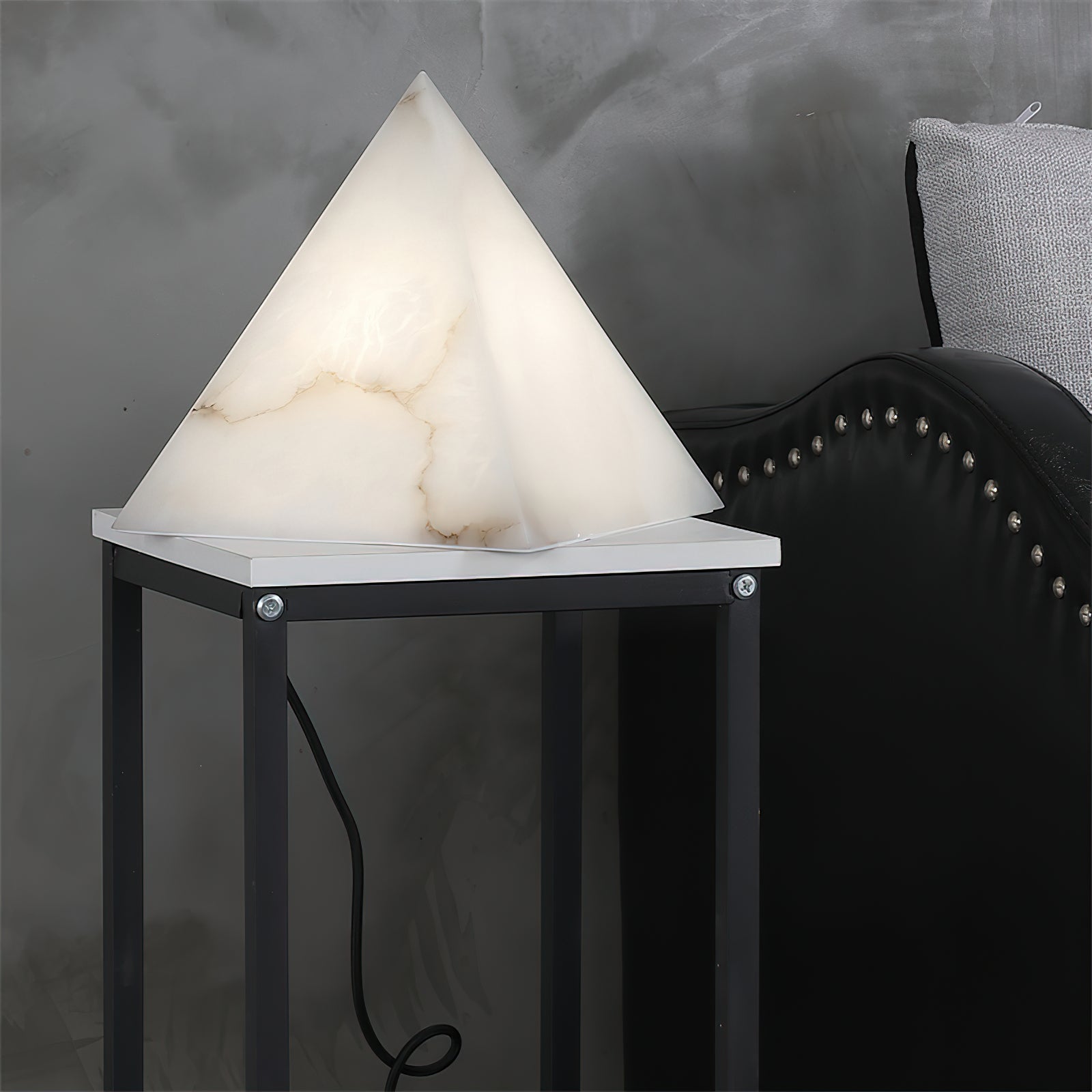 Alabaster Pyramid Table Lamp - Lamp Copper