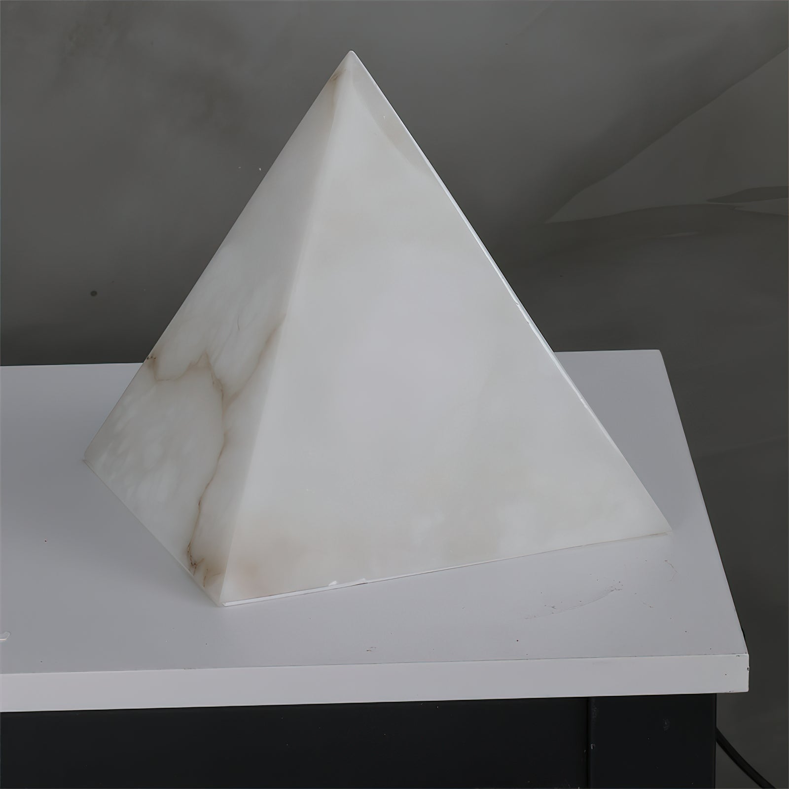 Alabaster Pyramid Table Lamp - Lamp Copper