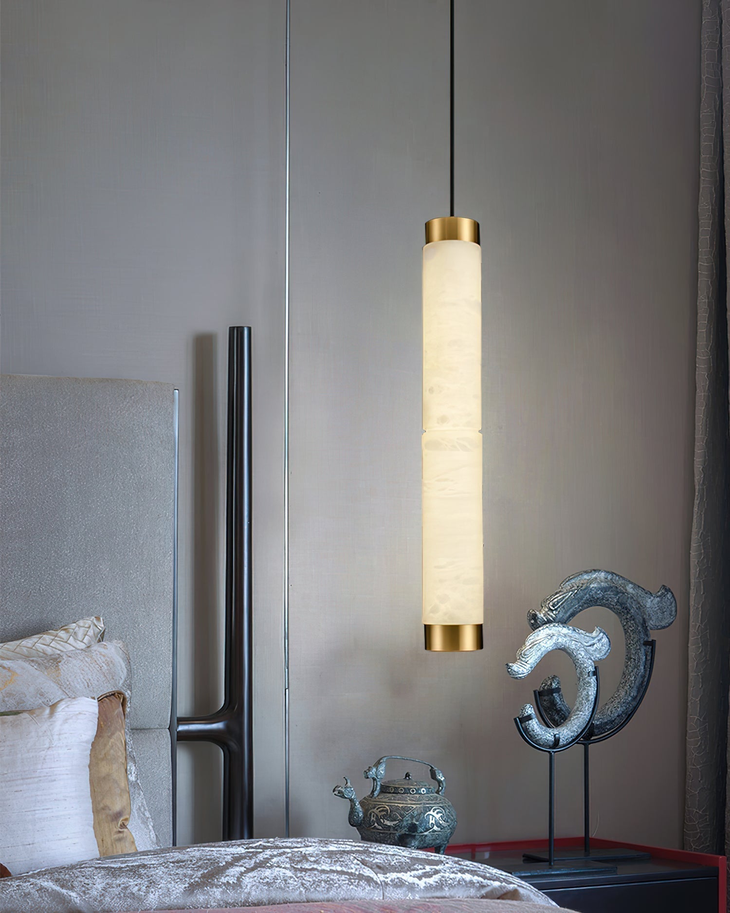 Plotuvyi Modern Strip Alabaster Pendant Light - Lamp Copper