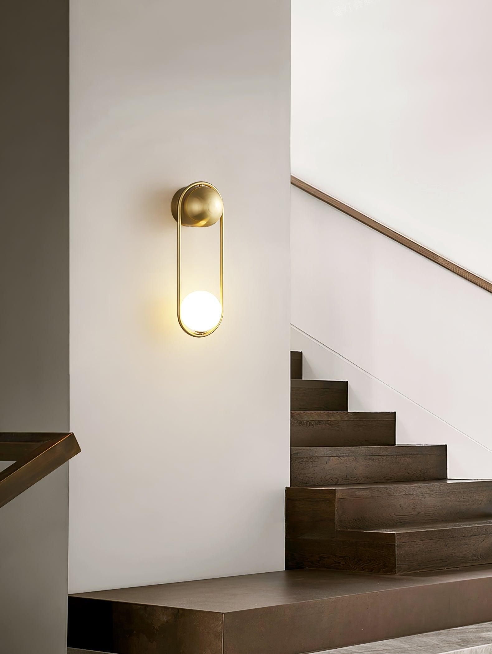 Wall Lamp with Brass Loop Frame and Glass Globe - Letslighting
