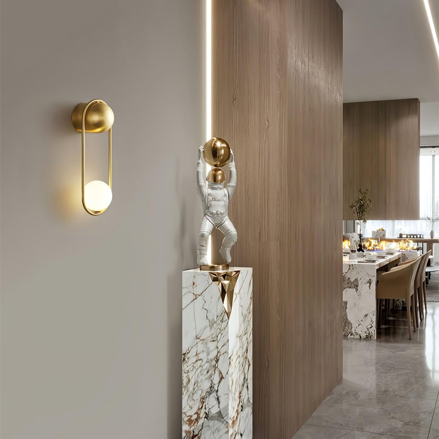 Wall Lamp with Brass Loop Frame and Glass Globe - Letslighting