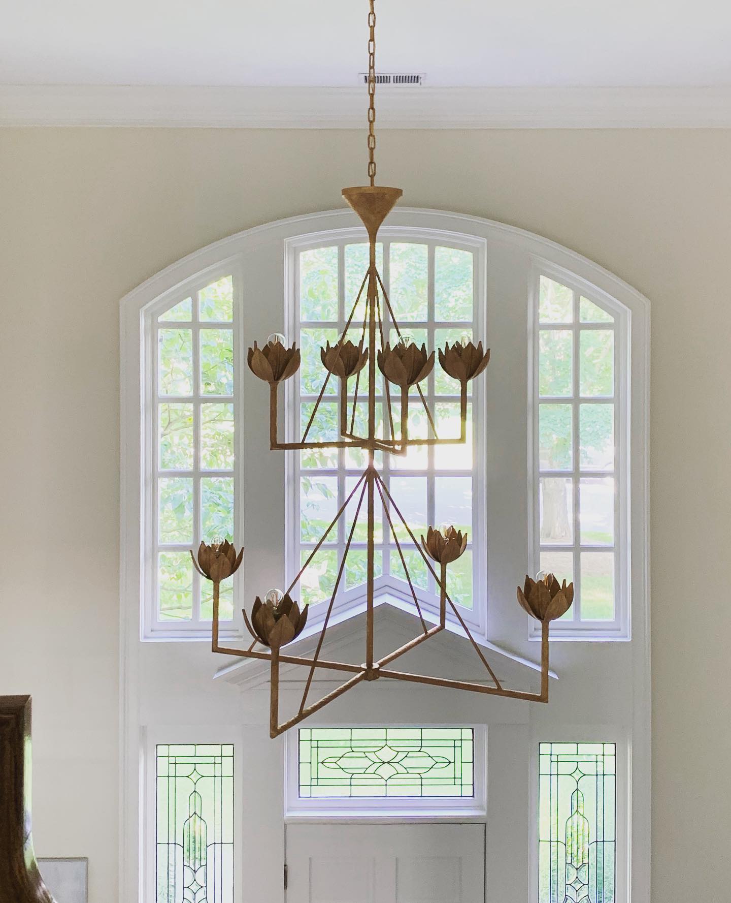 Alberto Modern Minimalist Floral Brass Chandelier - Lamp Copper