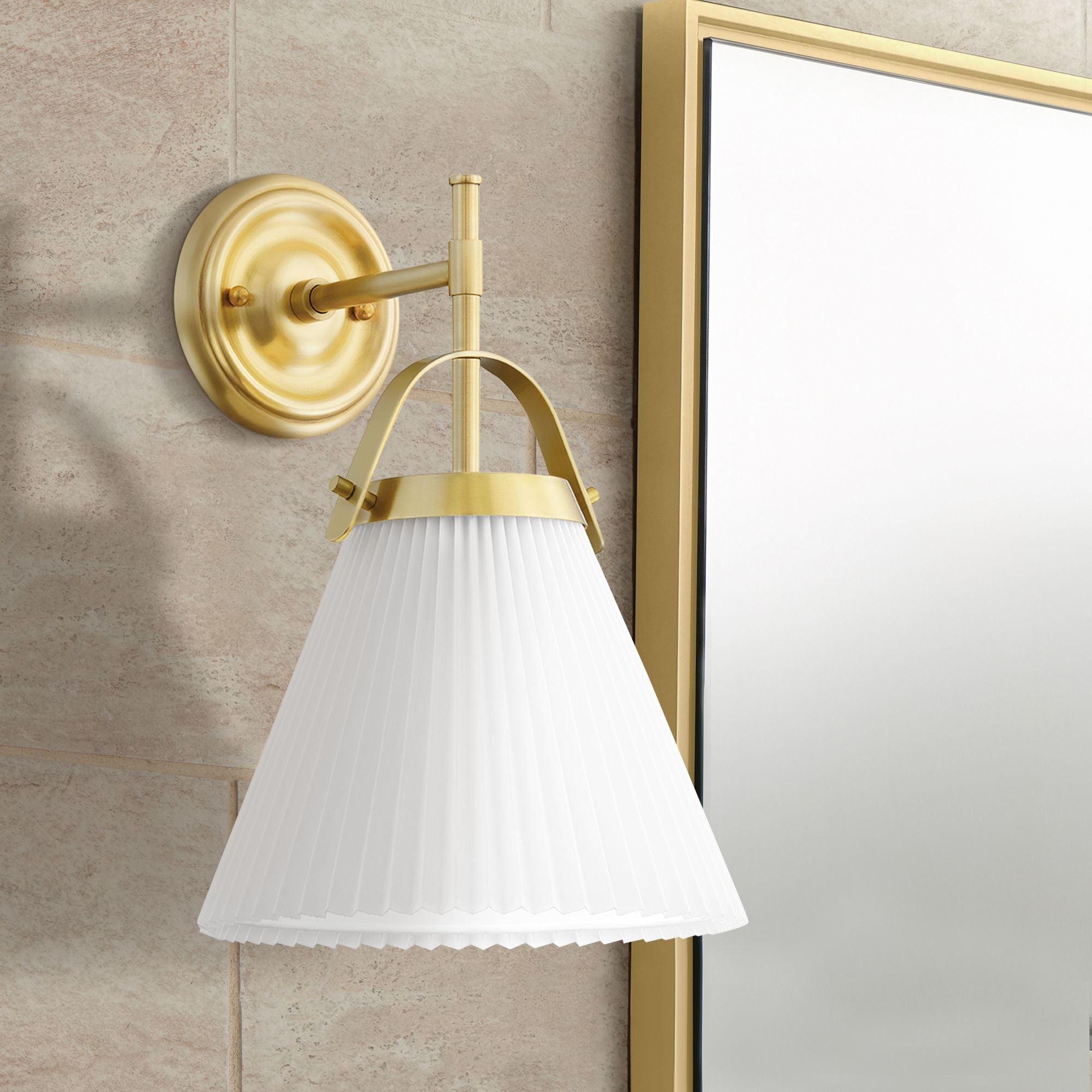 Pure Premium Elegance Pleated Brass Fabric Wall Lamp - Lamp Copper