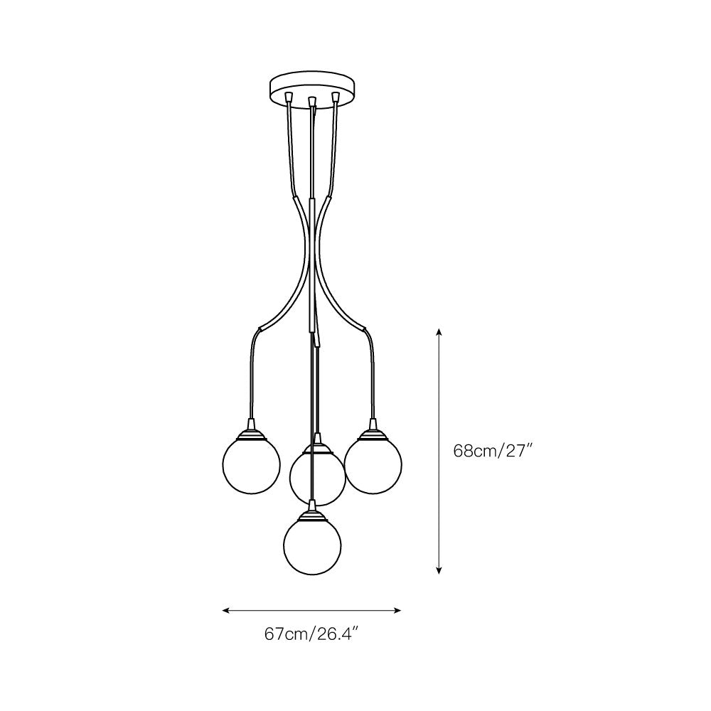 Zoruvyi Modern Minimalist Ball Drop Glass Chandelier - Lamp Copper