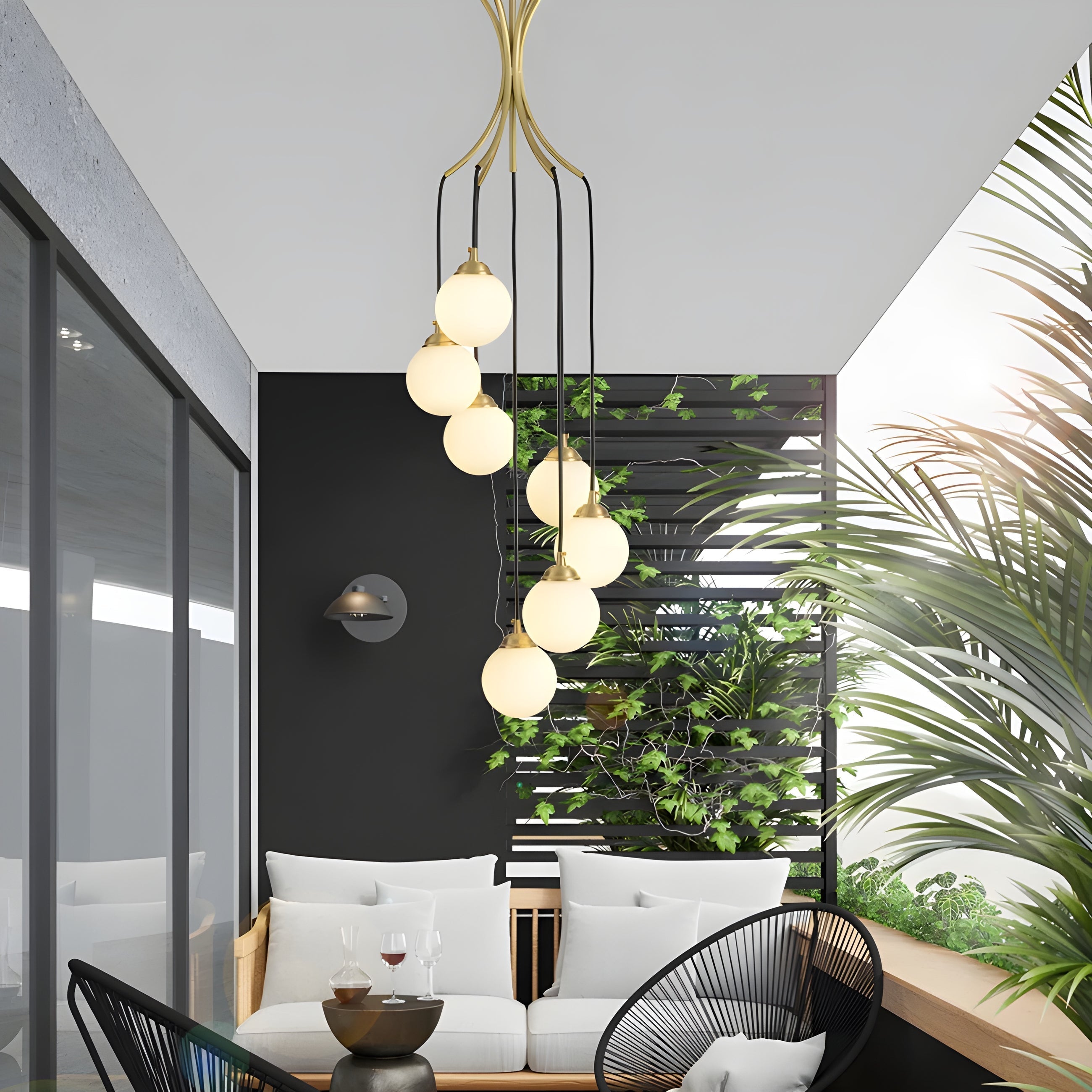 Zoruvyi Modern Minimalist Ball Drop Glass Chandelier - Lamp Copper