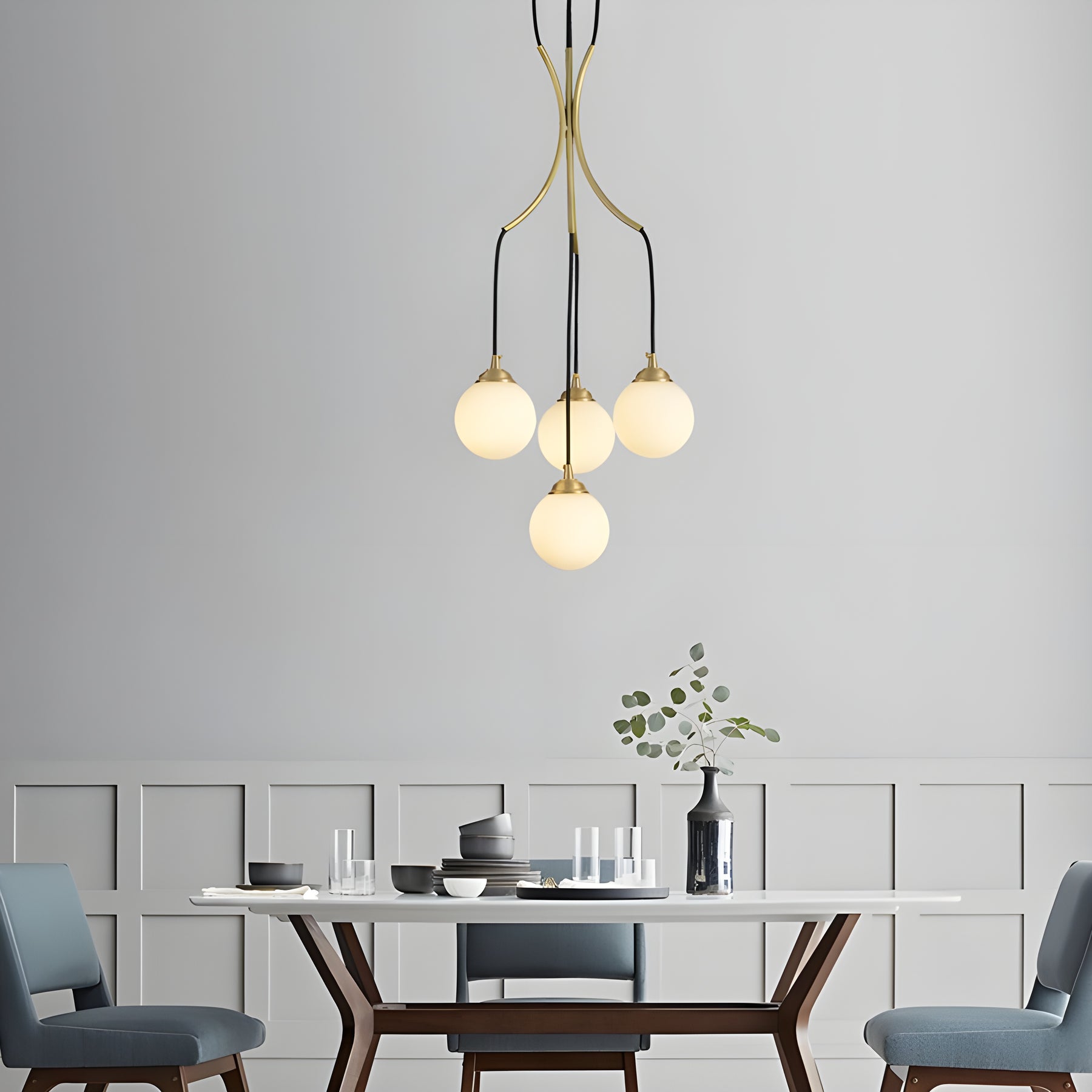 Zoruvyi Modern Minimalist Ball Drop Glass Chandelier - Lamp Copper
