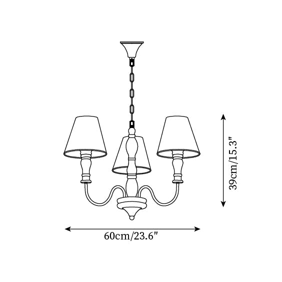 Florinda Floral Fabric Shade Chandelier with Wooden Arms - Letslighting