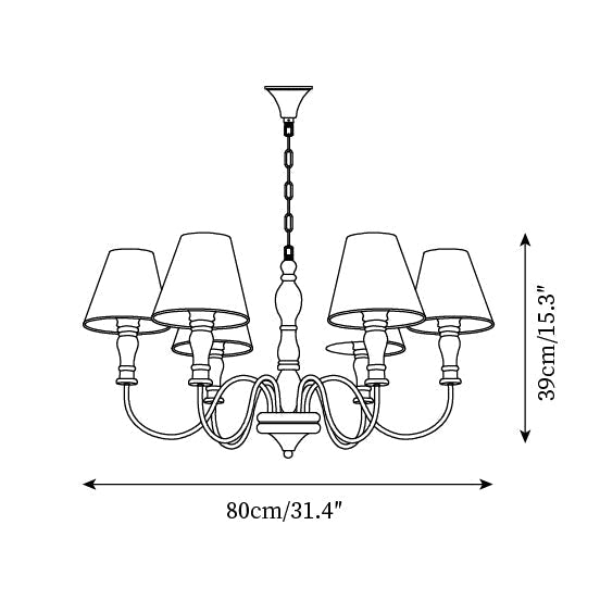 Florinda Floral Fabric Shade Chandelier with Wooden Arms - Letslighting
