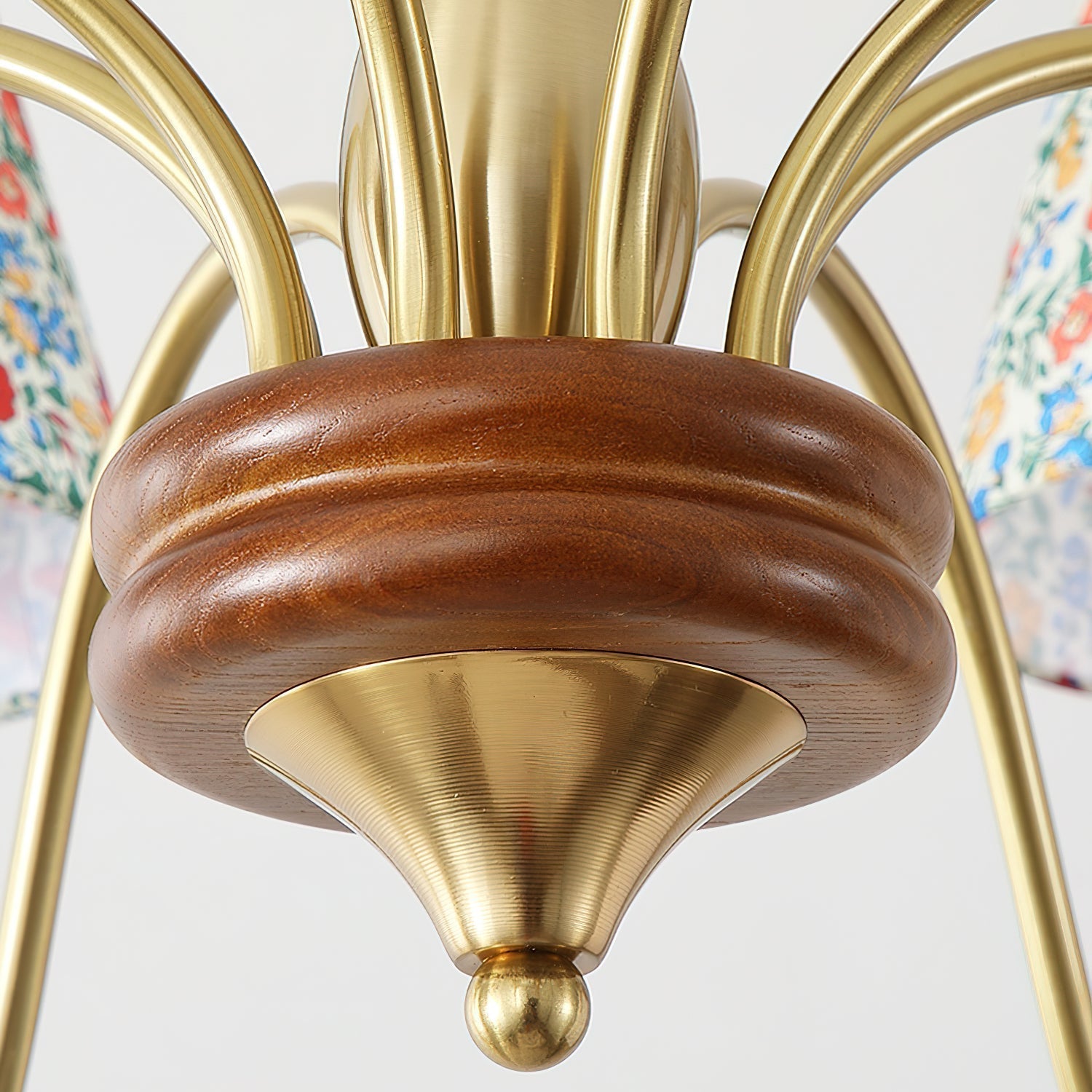 Florinda Floral Fabric Shade Chandelier with Wooden Arms - Letslighting