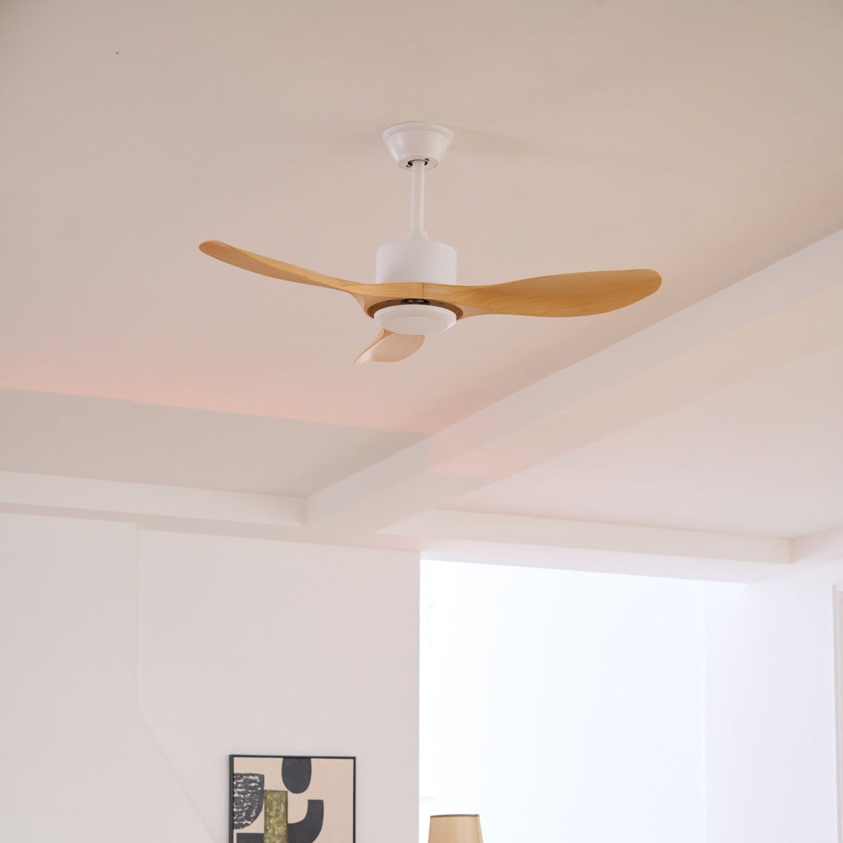Ventilatore da soffitto Meren Minimalista in Legno con finitura Bianca
