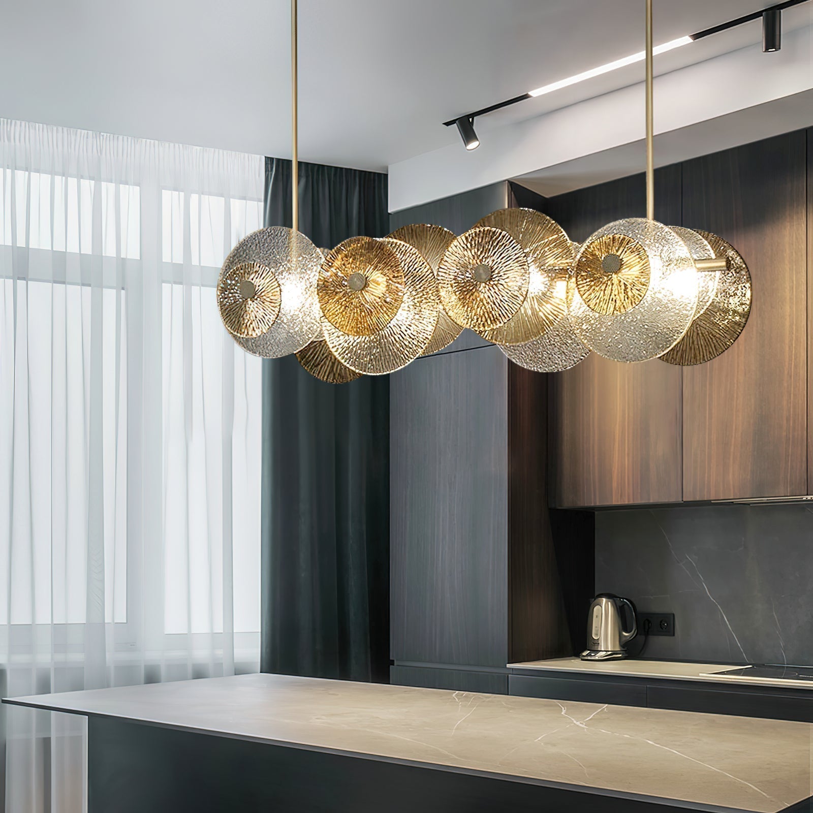 Himinuvyn Nordic Modern Metal Crystal Chandelier - Lamp Copper