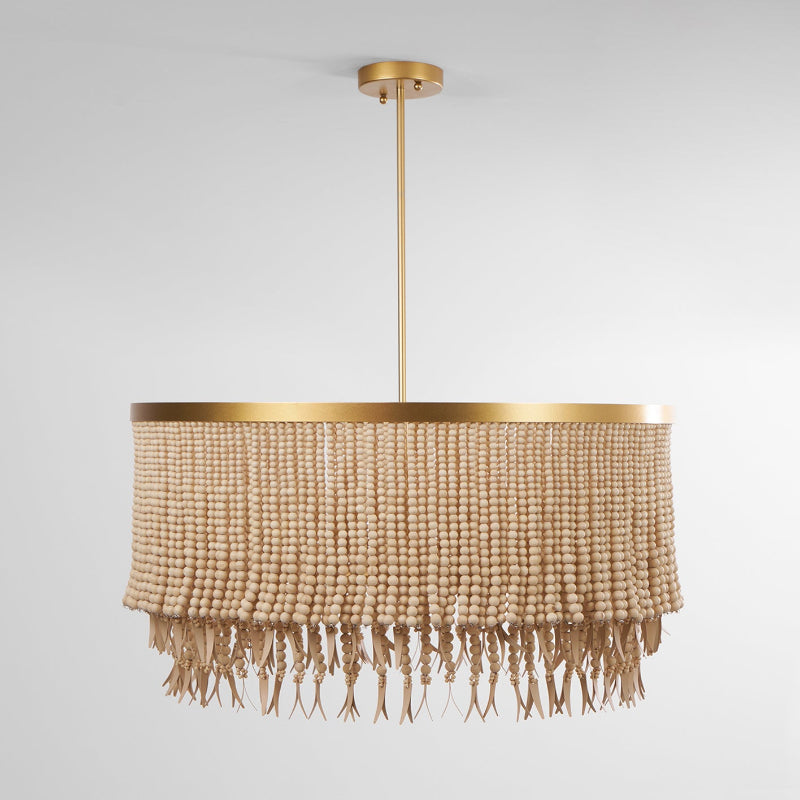 Silva Lampadario in Legno e Perline di Cocco