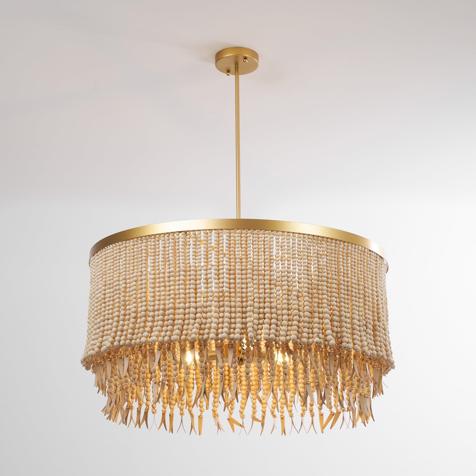 Silva Lampadario in Legno e Perline di Cocco
