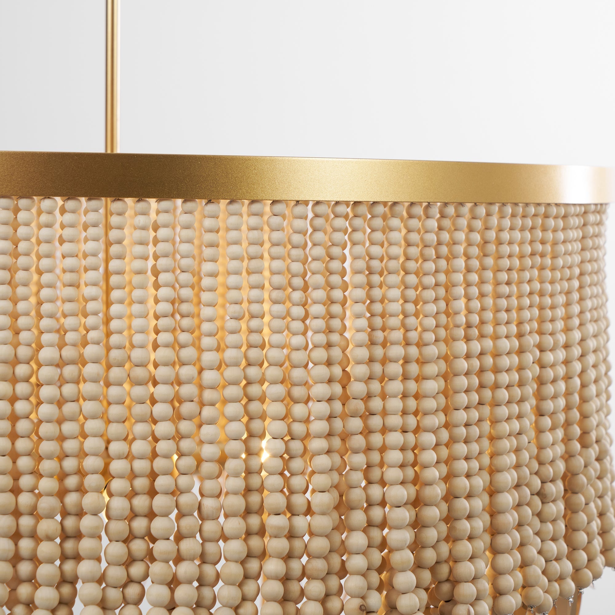 Silva Lampadario in Legno e Perline di Cocco