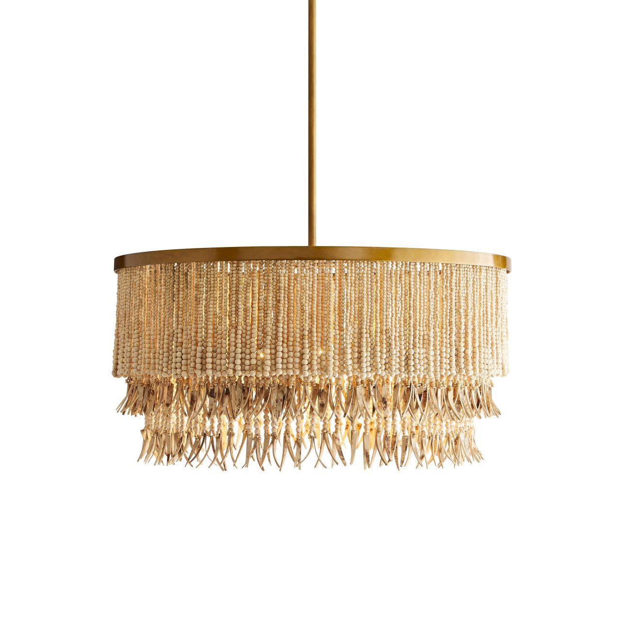 Silva Lampadario in Legno e Perline di Cocco