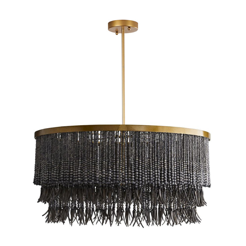 Silva Lampadario in Legno e Perline di Cocco