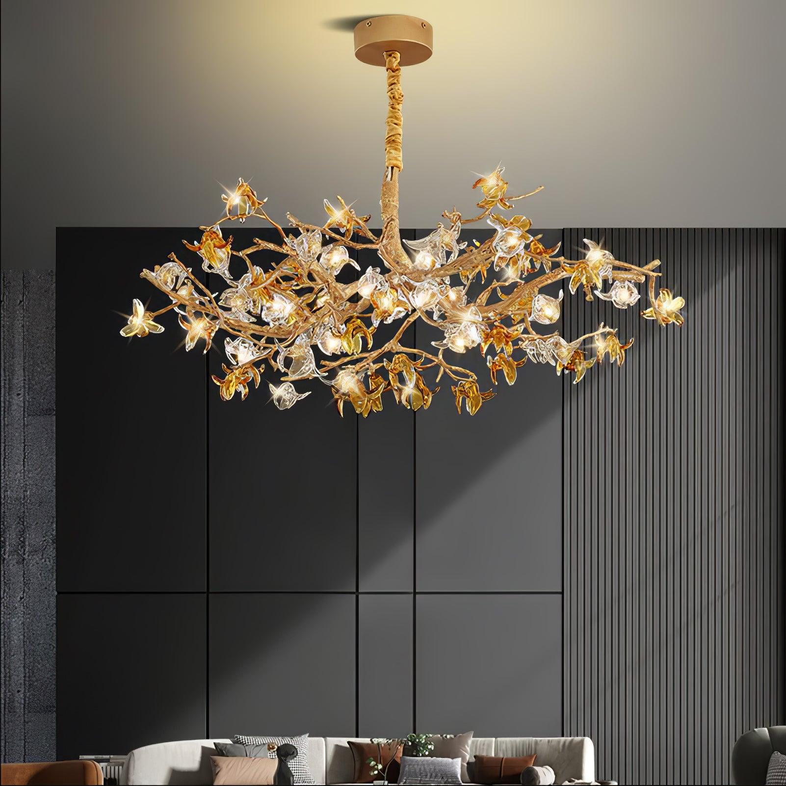 Ulfuvye Postmodern Luxury Branch Brass Crystal Chandelier - Blowlighting