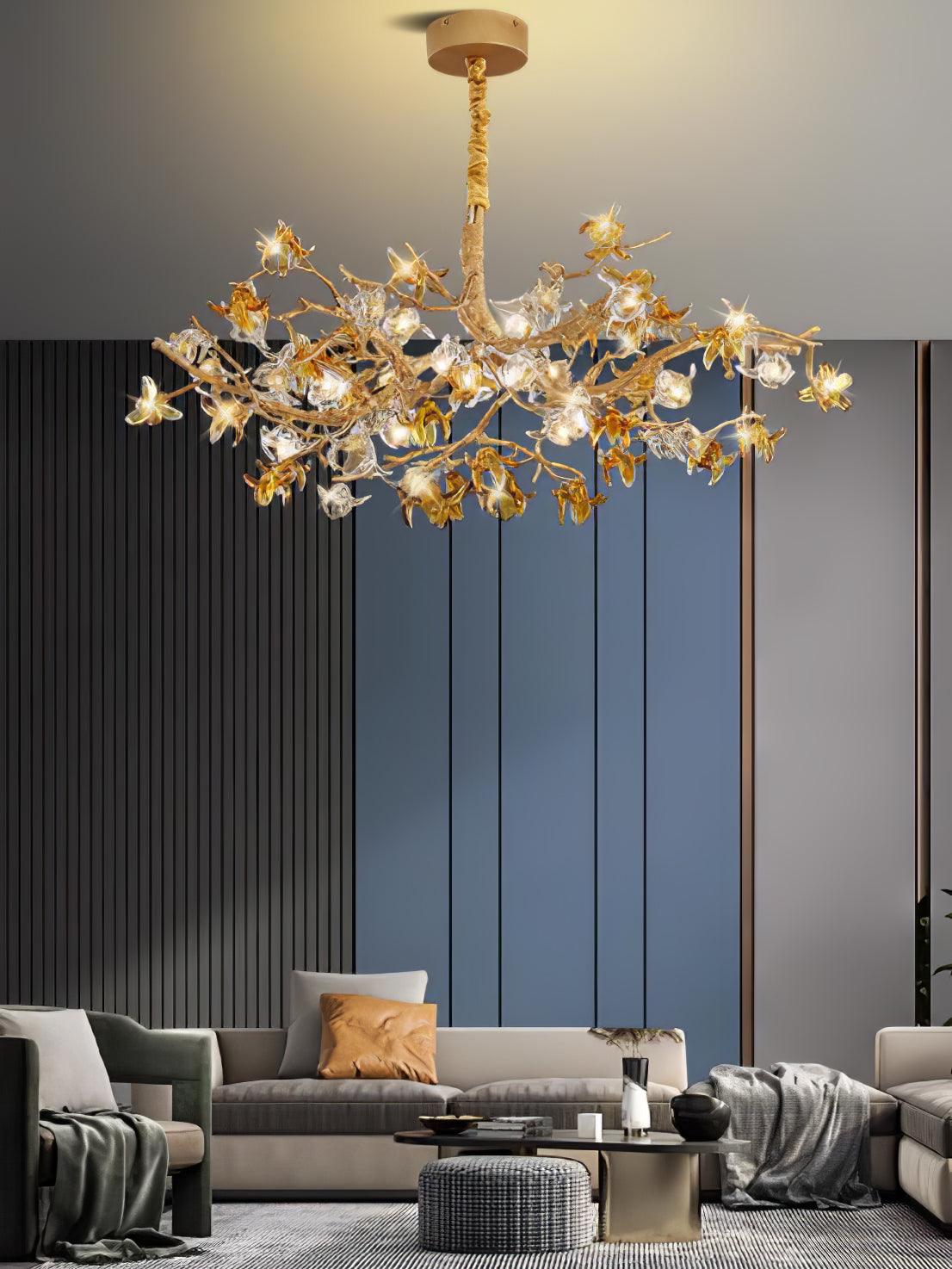 Ulfuvye Postmodern Luxury Branch Brass Crystal Chandelier - Blowlighting