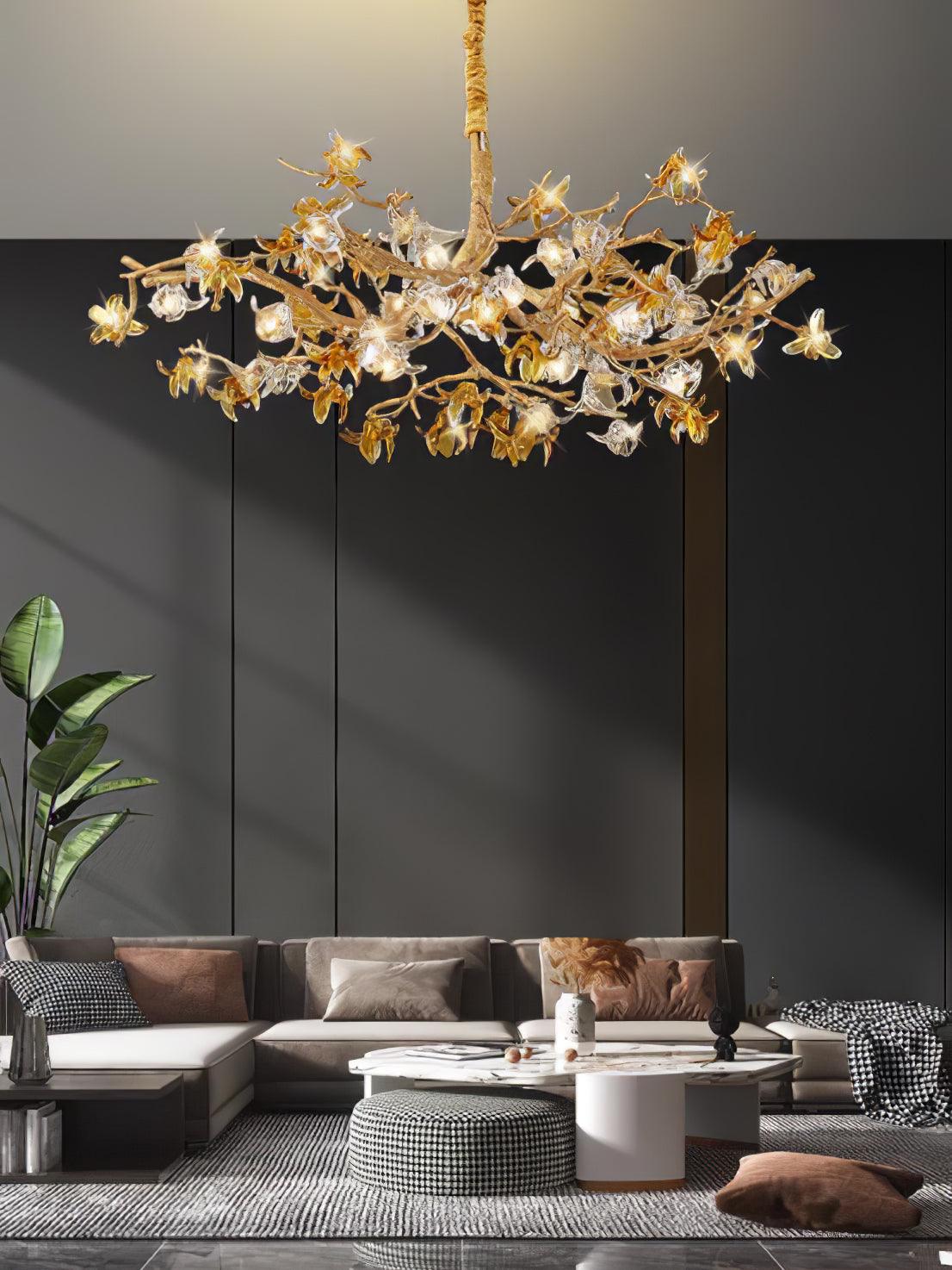 Ulfuvye Postmodern Luxury Branch Brass Crystal Chandelier - Blowlighting