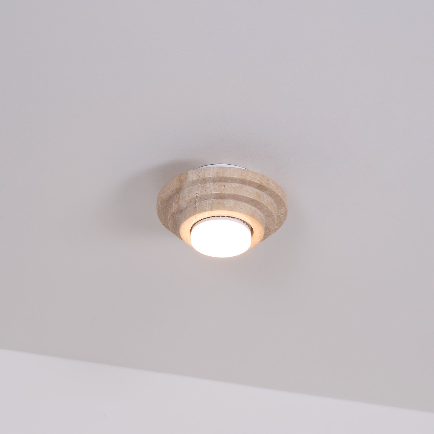 Zadoraris Tiered-Disc Travertine Ceiling Light - Neutralighting