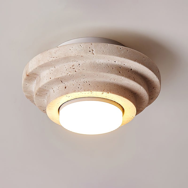 Zadoraris Tiered-Disc Travertine Ceiling Light - Neutralighting