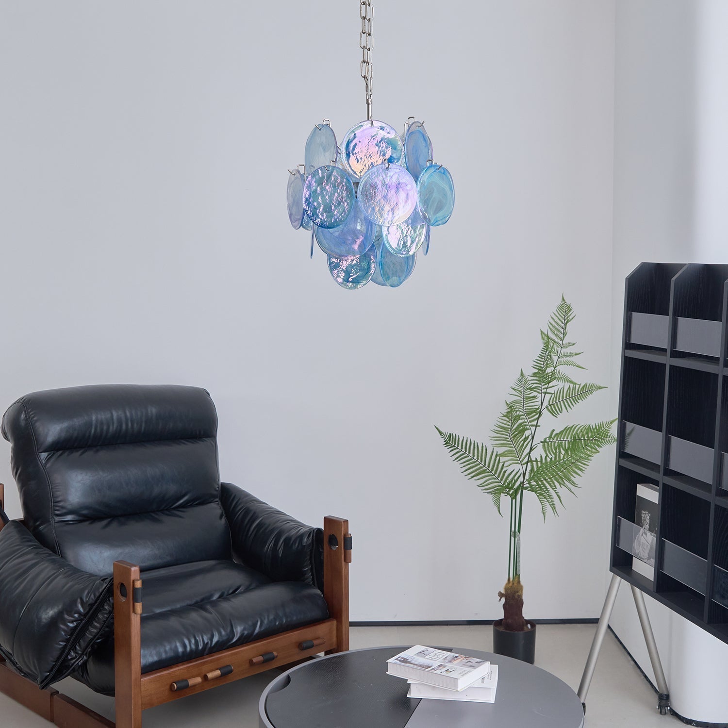 Aurora Chandelier Aqua Blue Murano Glass Disc Coastal - Blowlighting