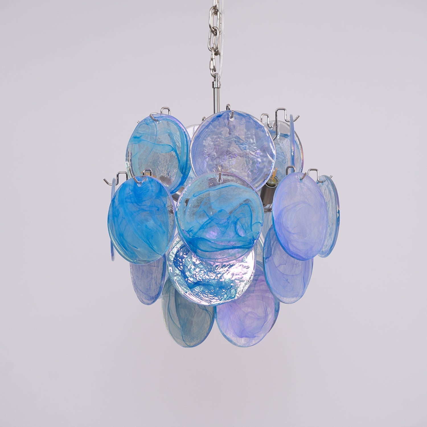 Aurora Chandelier Aqua Blue Murano Glass Disc Coastal - Blowlighting