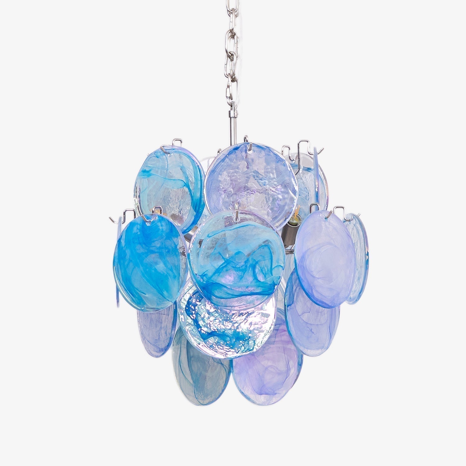 Aurora Chandelier Aqua Blue Murano Glass Disc Coastal - Blowlighting