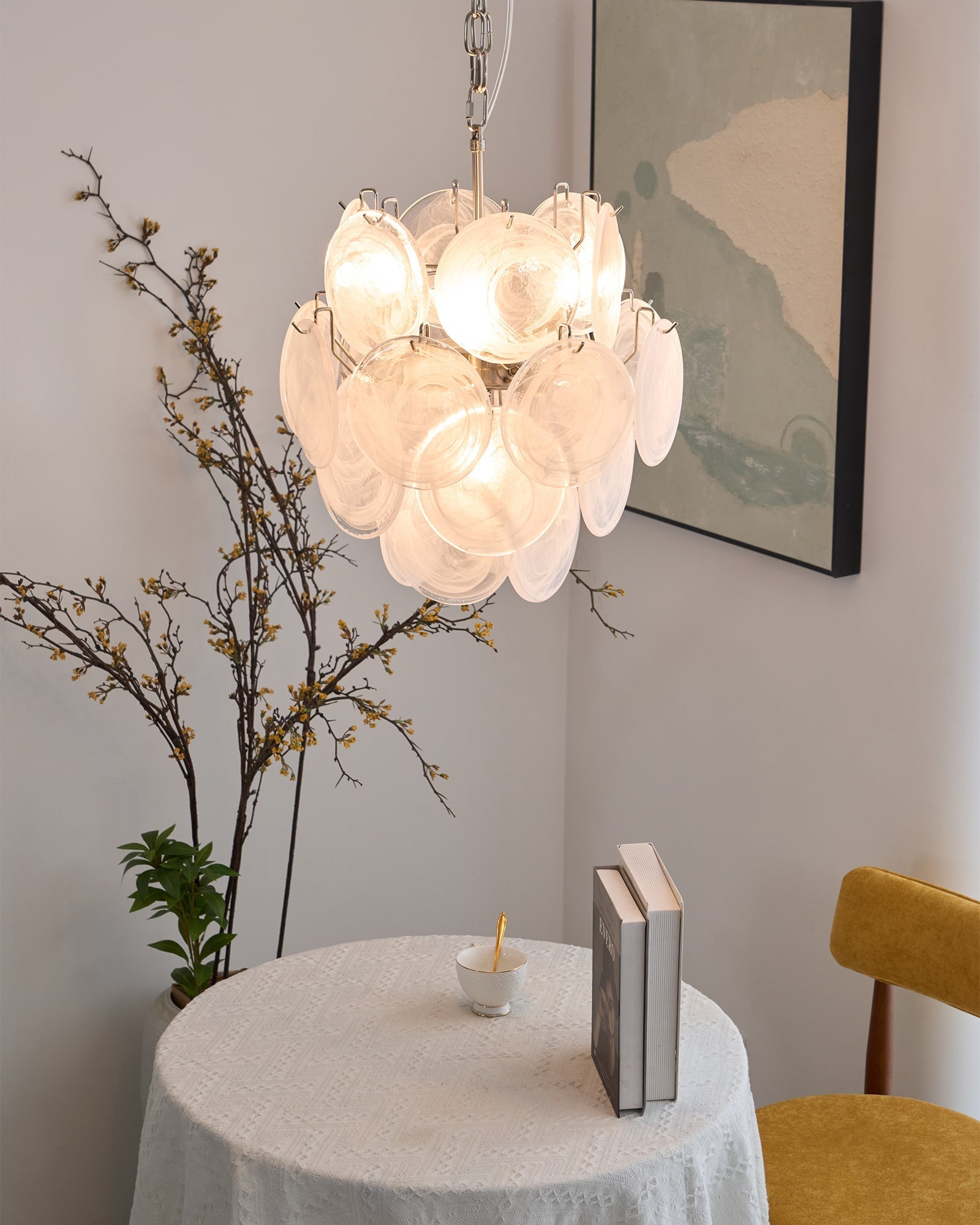Aurora Chandelier Apricot Murano Glass Disc Layered Artistic - Neutralighting
