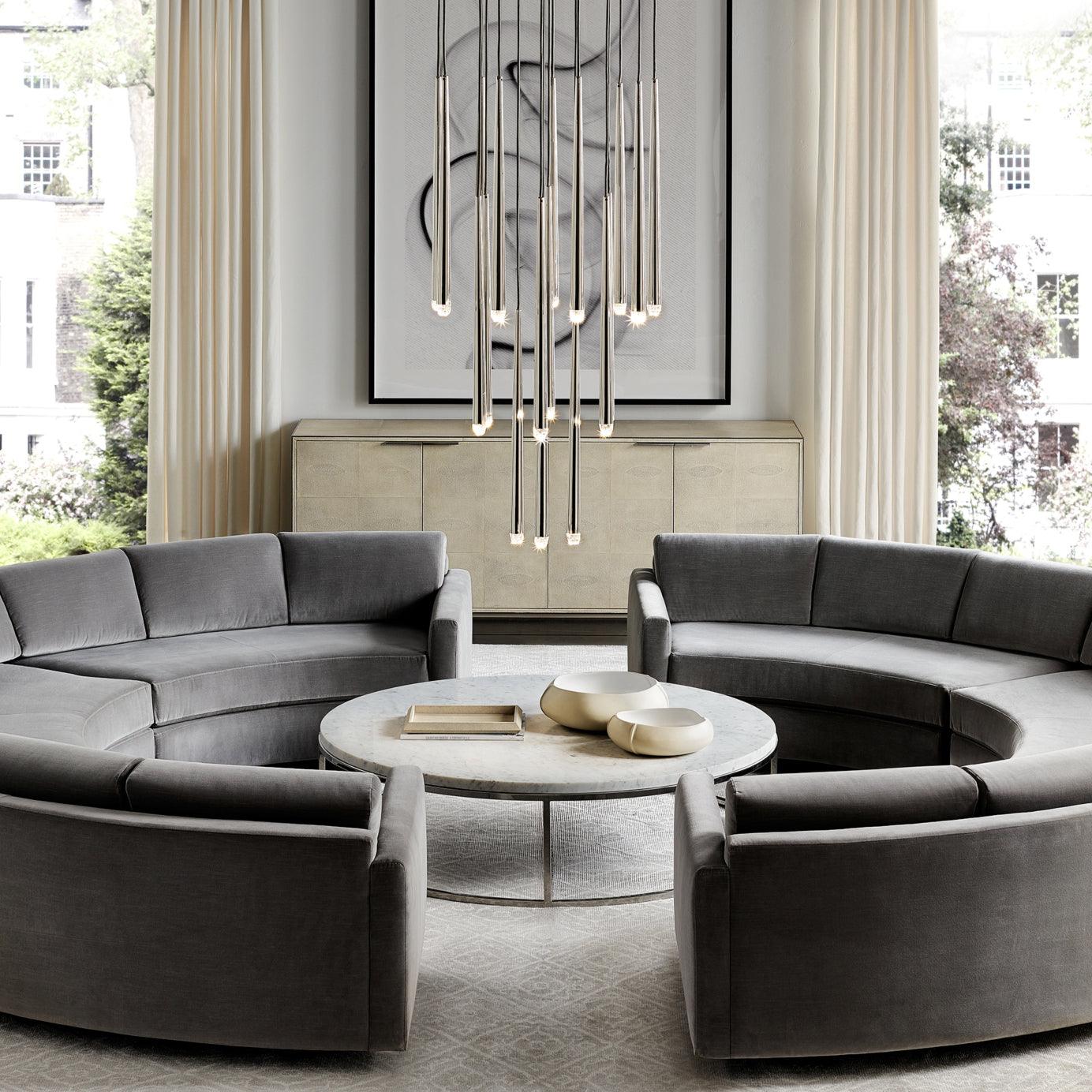 Chandelier Crystal Shade Brass Blackened Silver Luxe Staircase - Letslighting