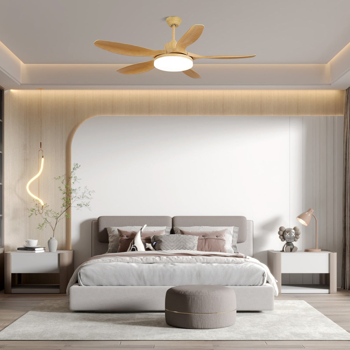 Schema delle dimensioni del Ventilatore da Soffitto Minimalista in Legno Arysen
