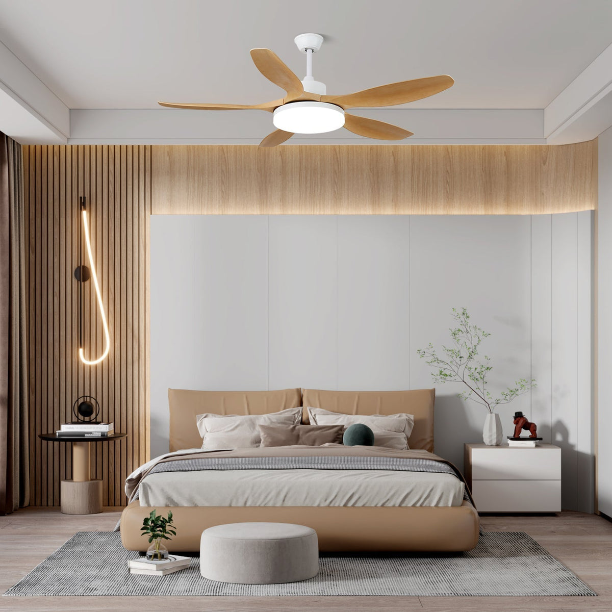 Dettaglio del motore del Ventilatore da Soffitto Minimalista in Legno Arysen