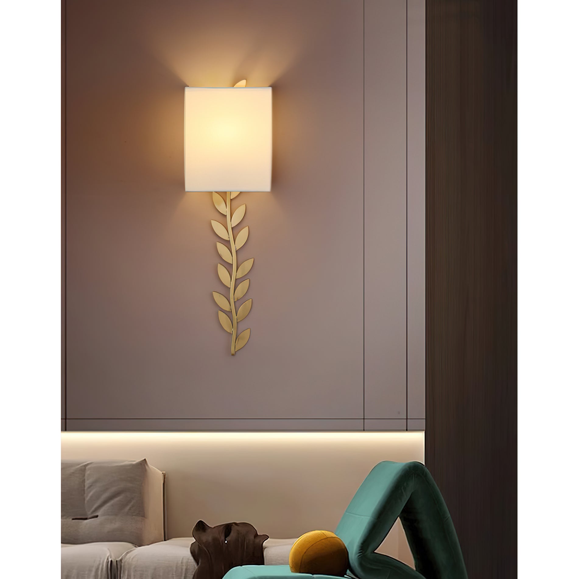 Plotuvyo Modern Minimalist Grove Brass Fabric Metal Wall Lamp - Lamp Copper