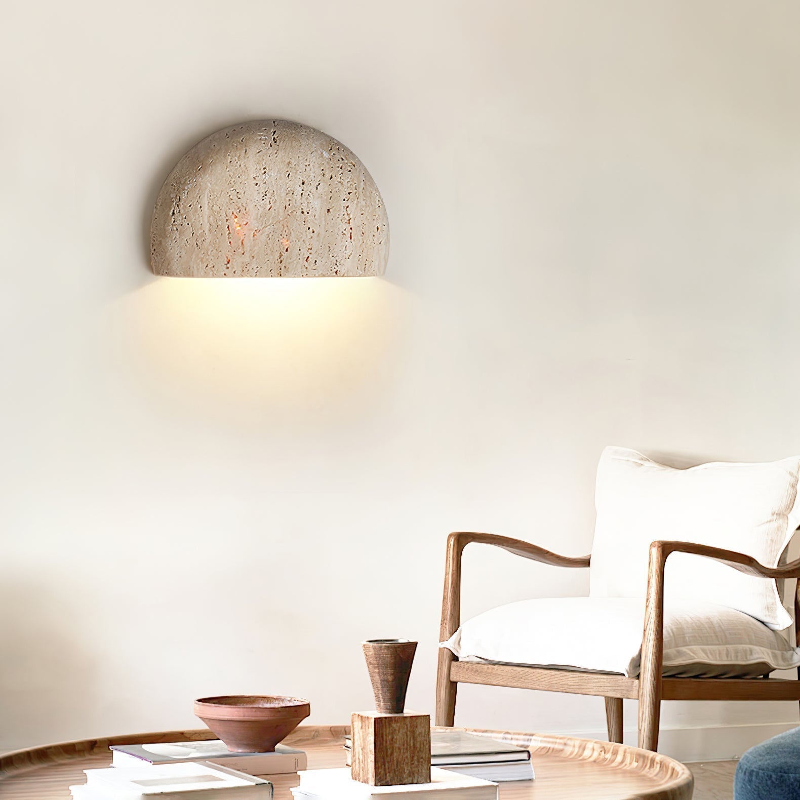 Armarel Half Moon Travertine Wall Light - Neutralighting