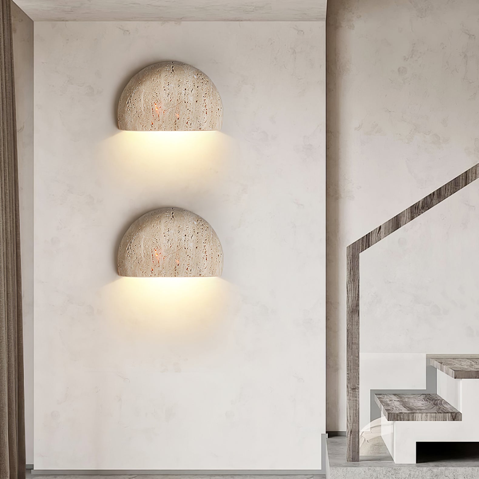 Armarel Half Moon Travertine Wall Light - Neutralighting