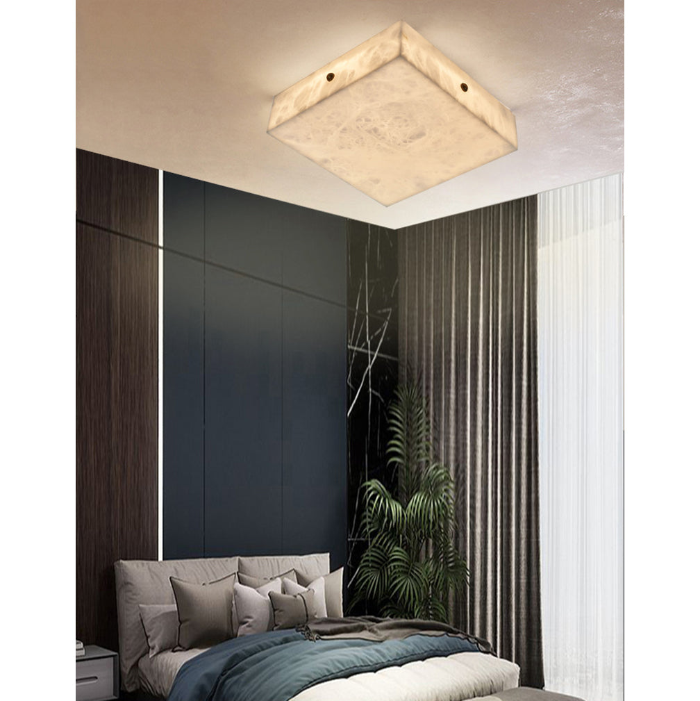 Rauduvys Modern Minimalist Alabaster Flushmount Ceiling Light - Lamp Copper