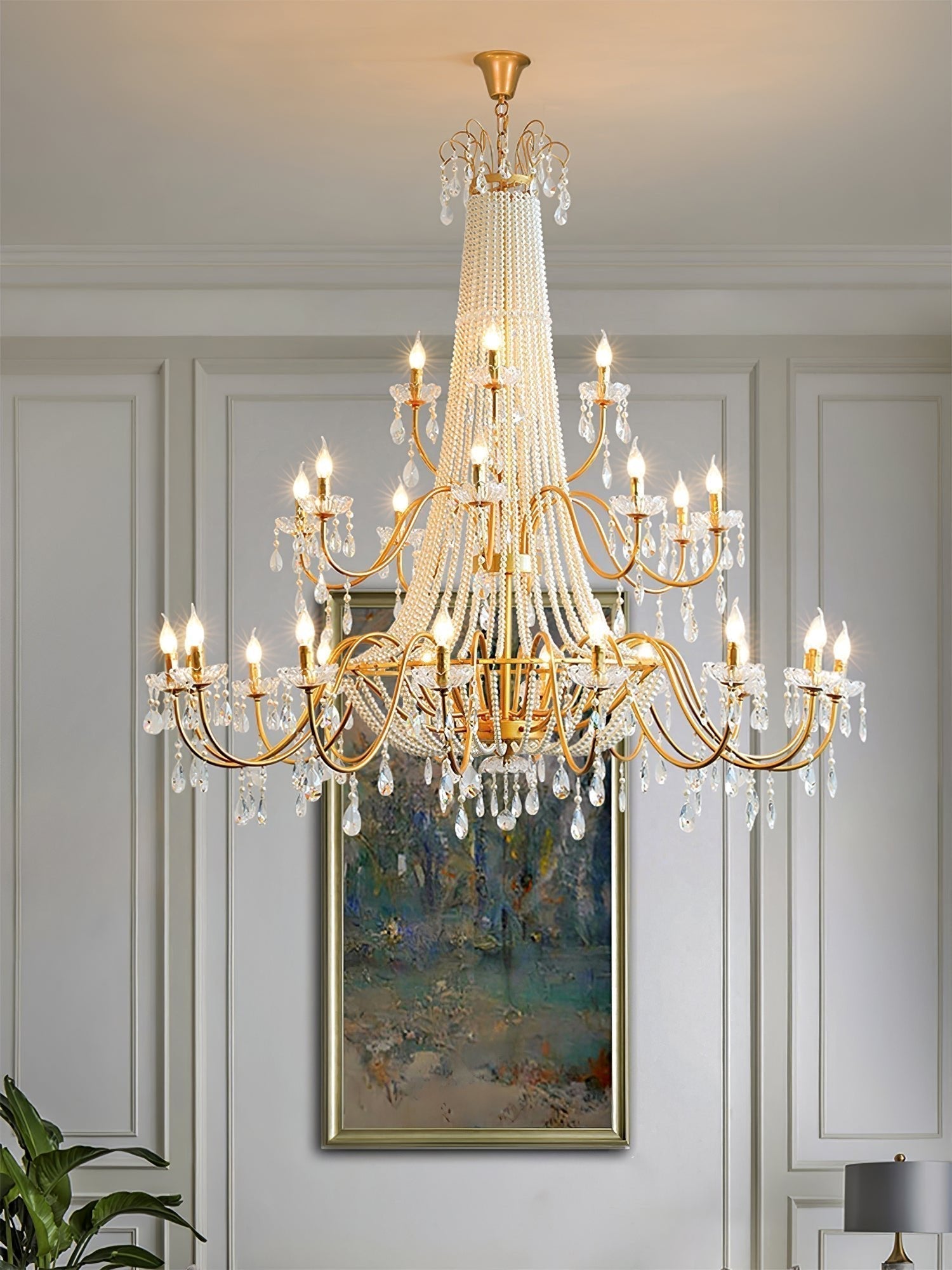 Eurvaros Vintage Crystal Brass Chandelier - Blowlighting
