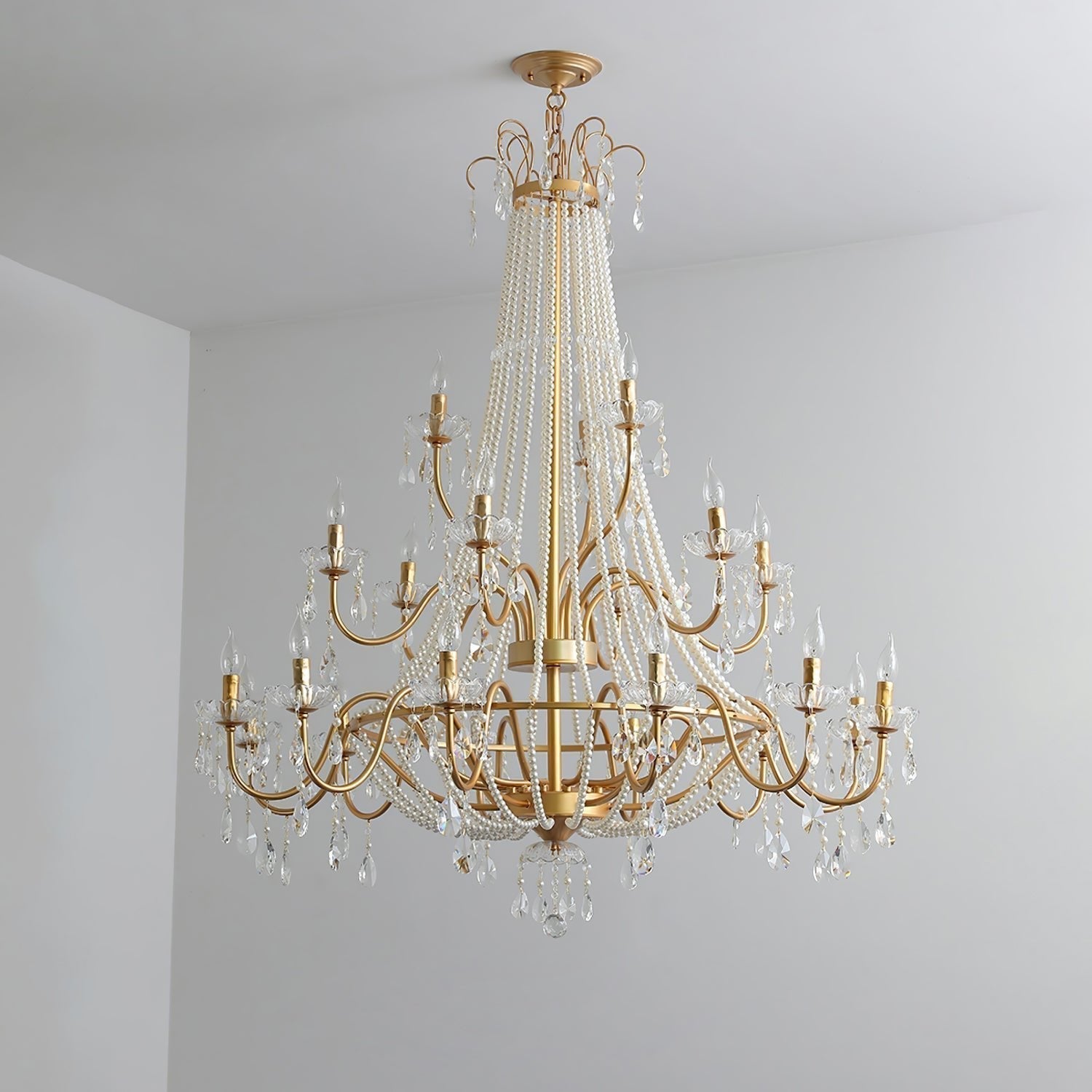 Eurvaros Vintage Crystal Brass Chandelier - Blowlighting