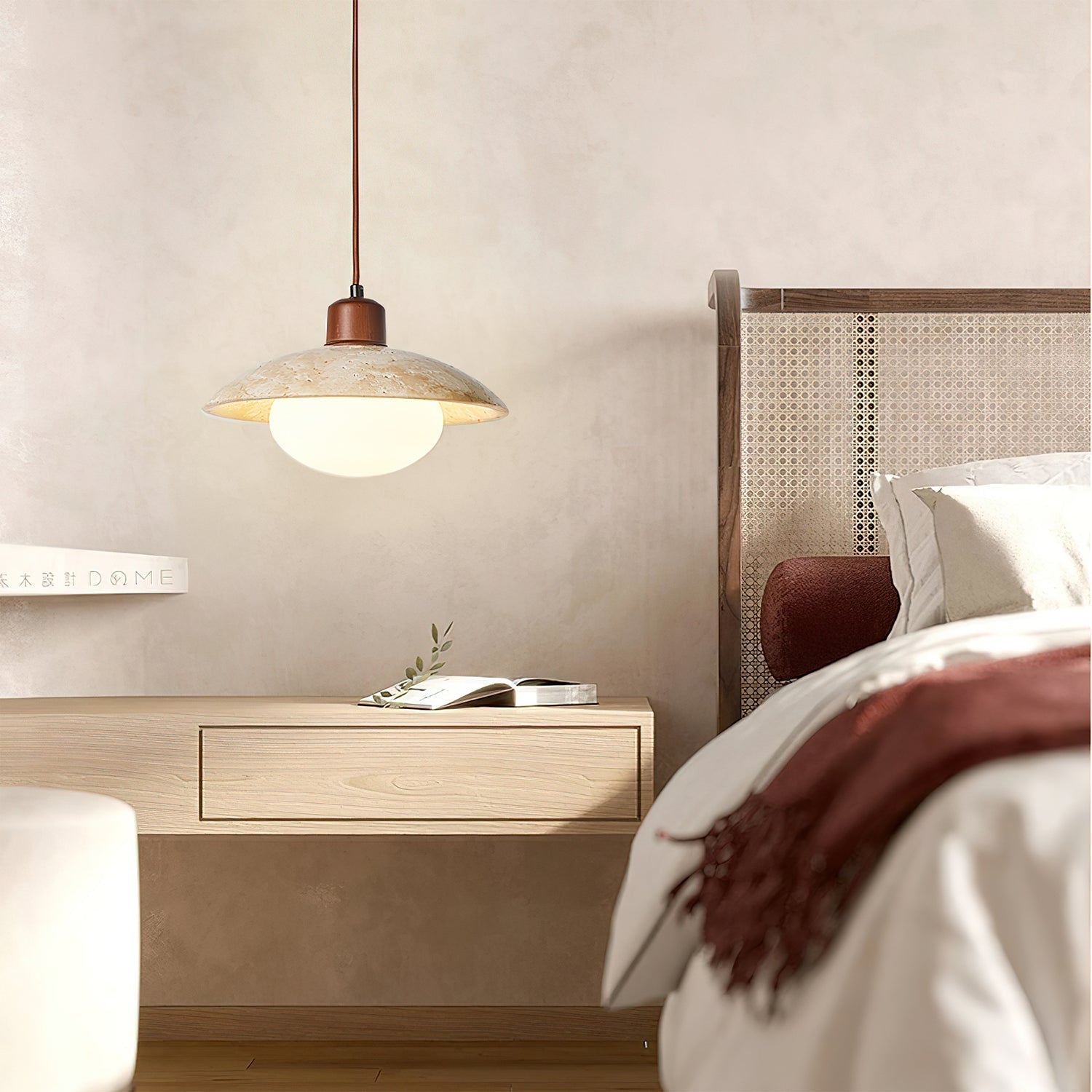 Onorarae Dome-Shade Travertine Pendant Light - Neutralighting